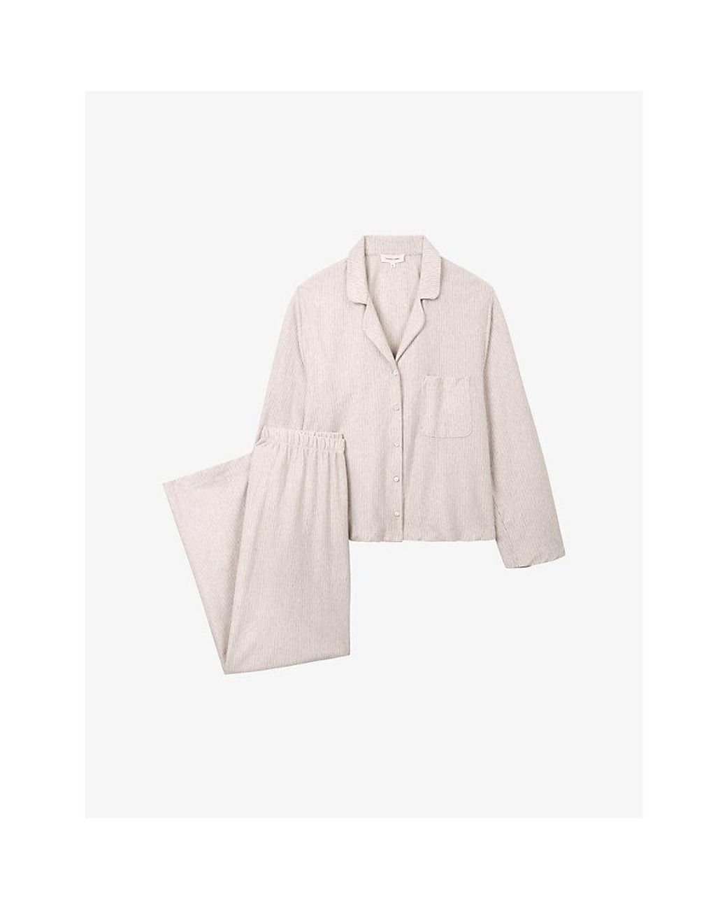 White Comp The White Company Fine-Stripe Cotton-Jersey Pyjamas in Pink | Lyst