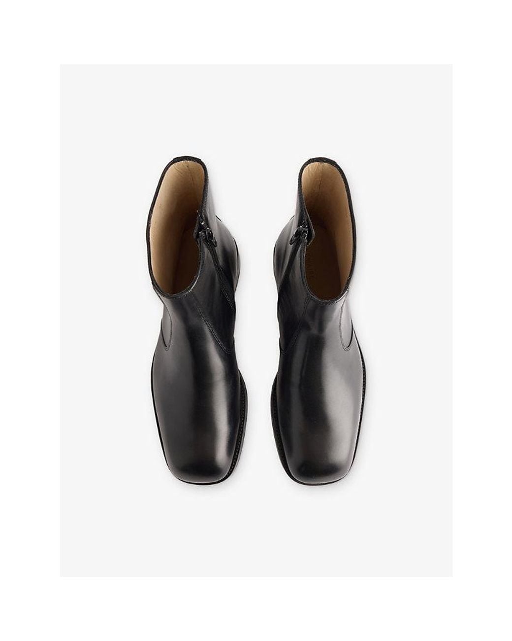 Lemaire Black Zipped Leather Ankle Boots for men