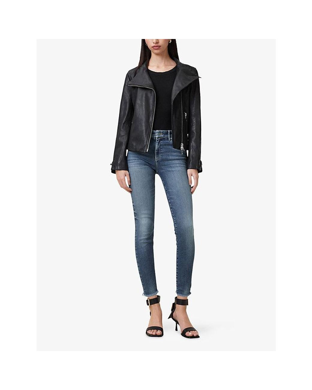 AllSaints Blue Miller Pushup Skinny-Leg High-Rise Cotton-Blend Stretch-Denim Jeans