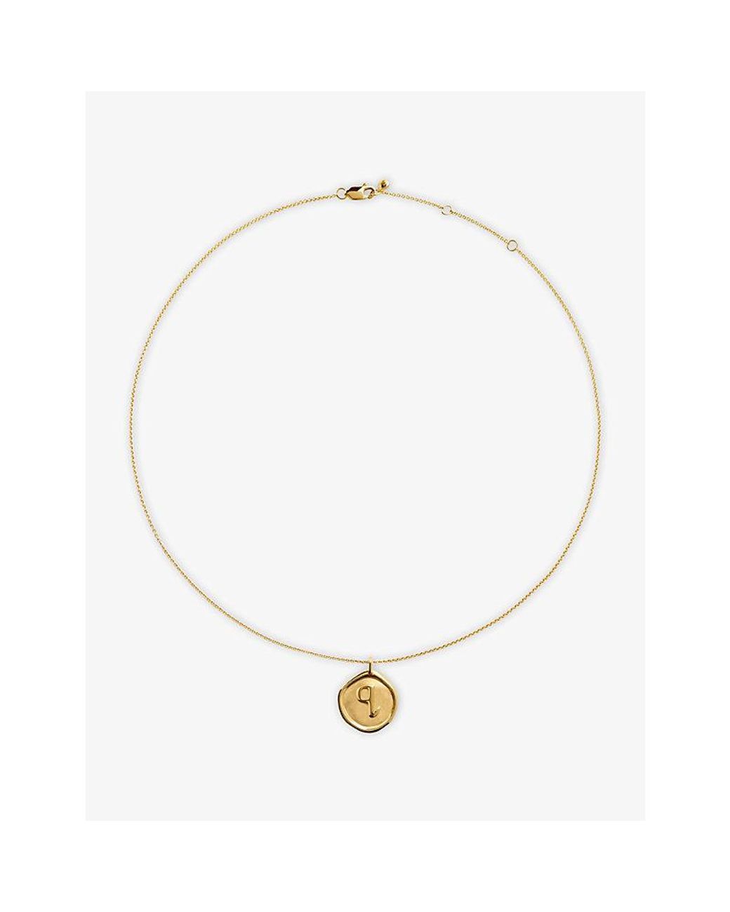 Monica Vinader Metallic Initial Q Stamp 18Ct Vermeil Chain Necklace