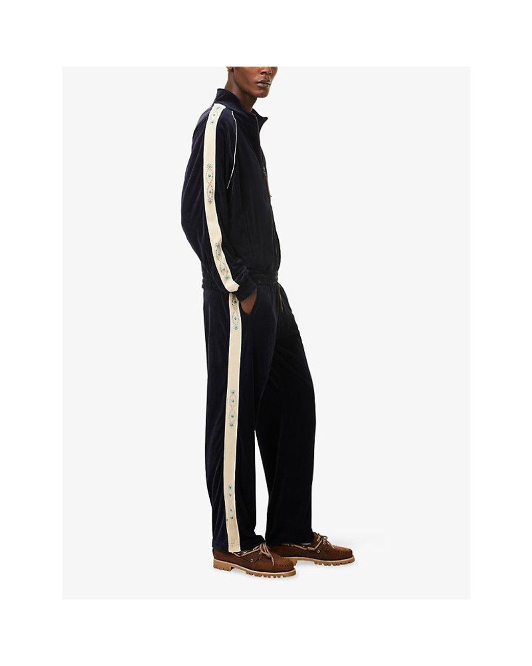 Austin Post Blue Sunset Velour Cotton Jogging Bottoms for men