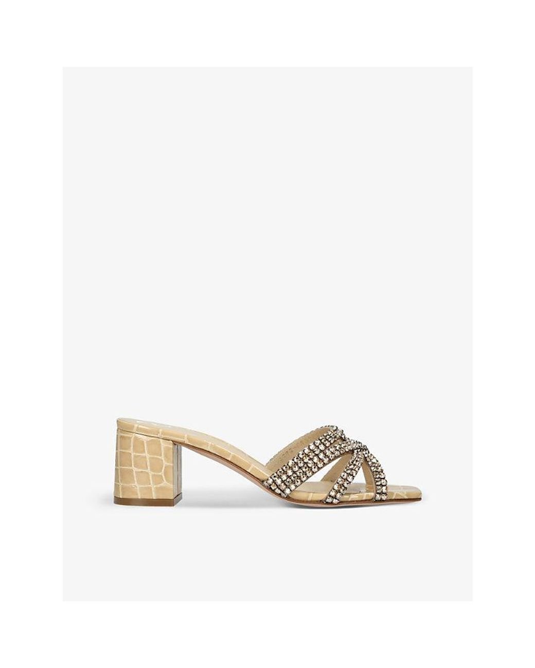 Gina Marnie Crystal embellished Leather Heeled Sandals in Natural