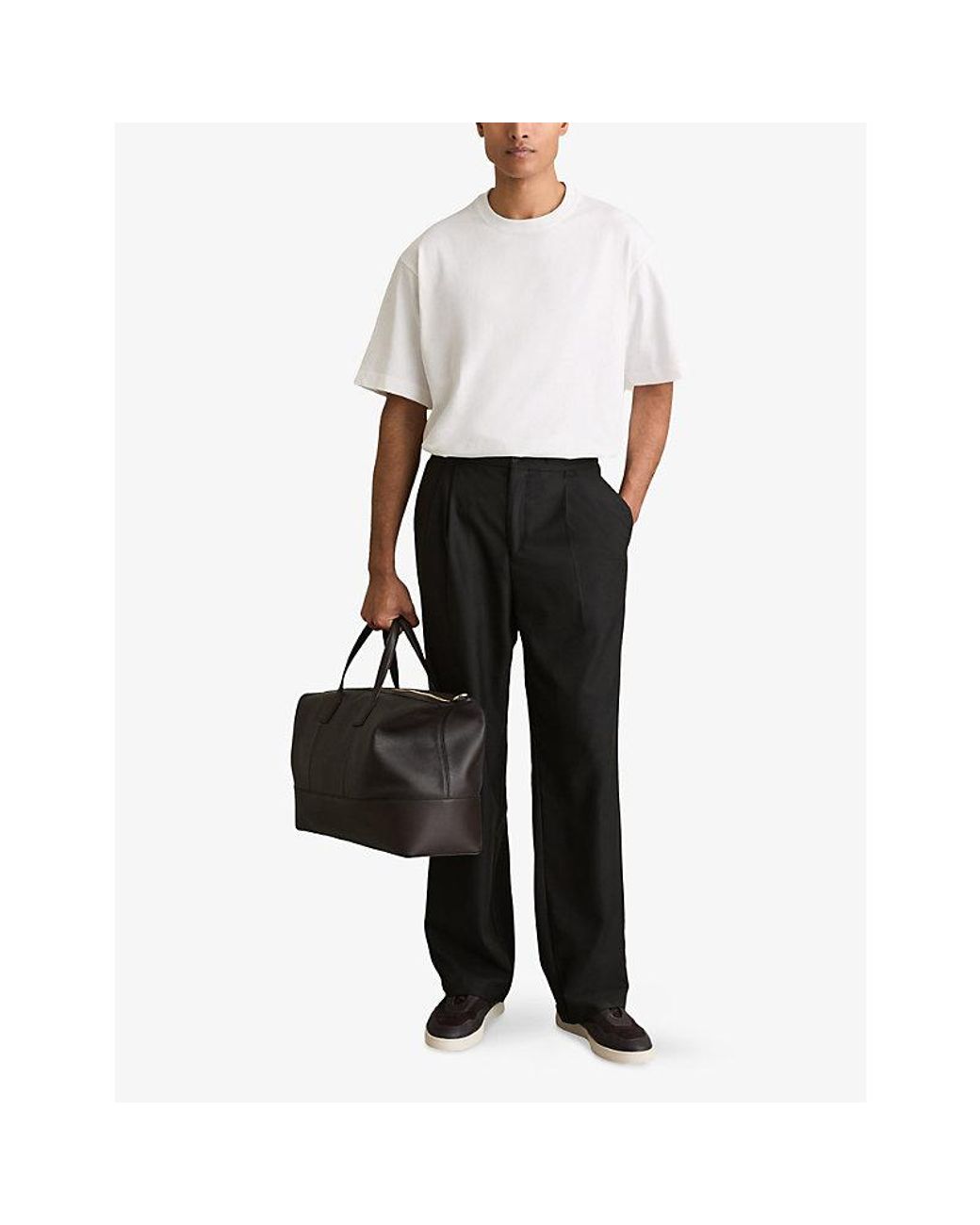 Reiss White Tate Relaxed-Fit Short-Sleeve Cotton T-Shirt for men