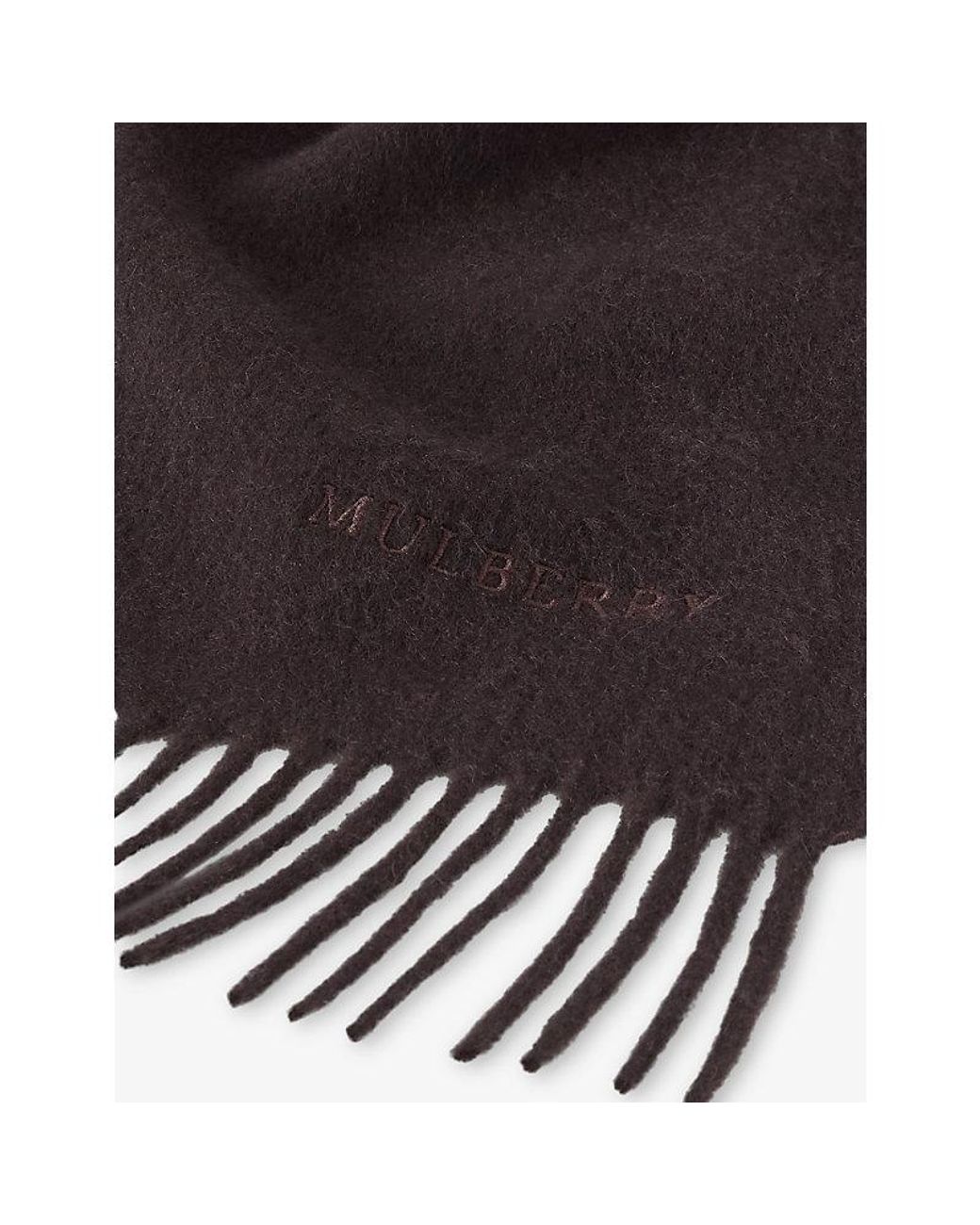 Mulberry Black Solid Logo-Embroidered Merino-Wool Scarf