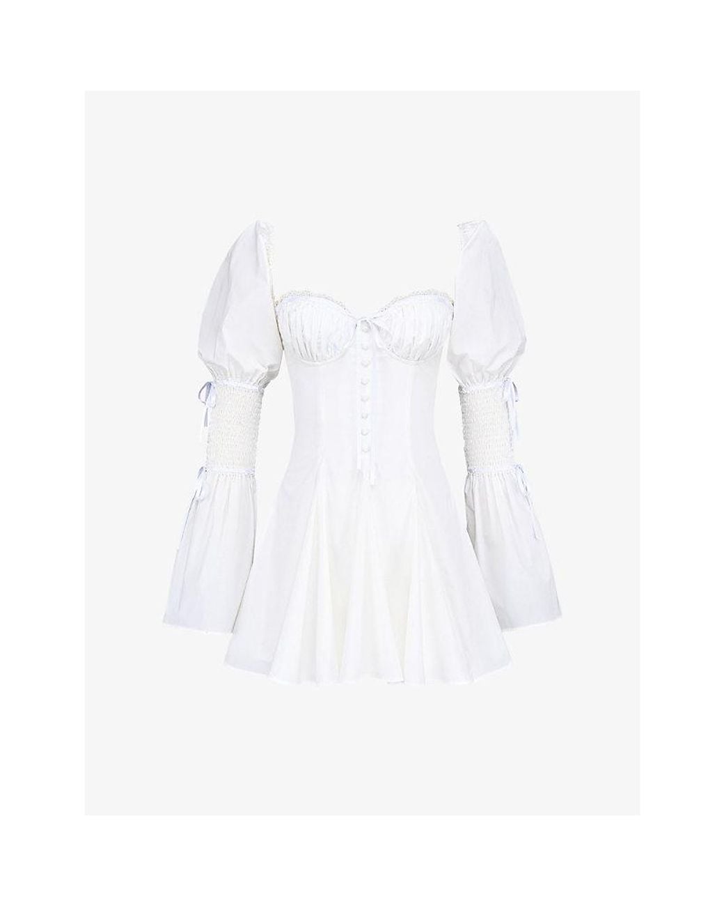 House Of Cb White Ellerie Corset-Bodice Stretch-Cotton Mini Dress