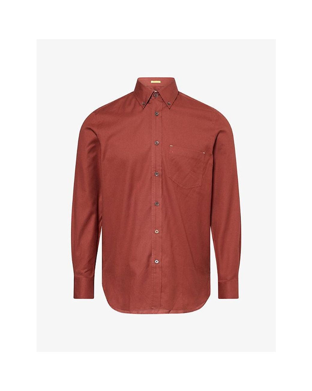 Paul Smith Red Chest Pocket Long-Sleeve Cotton Shirt for men
