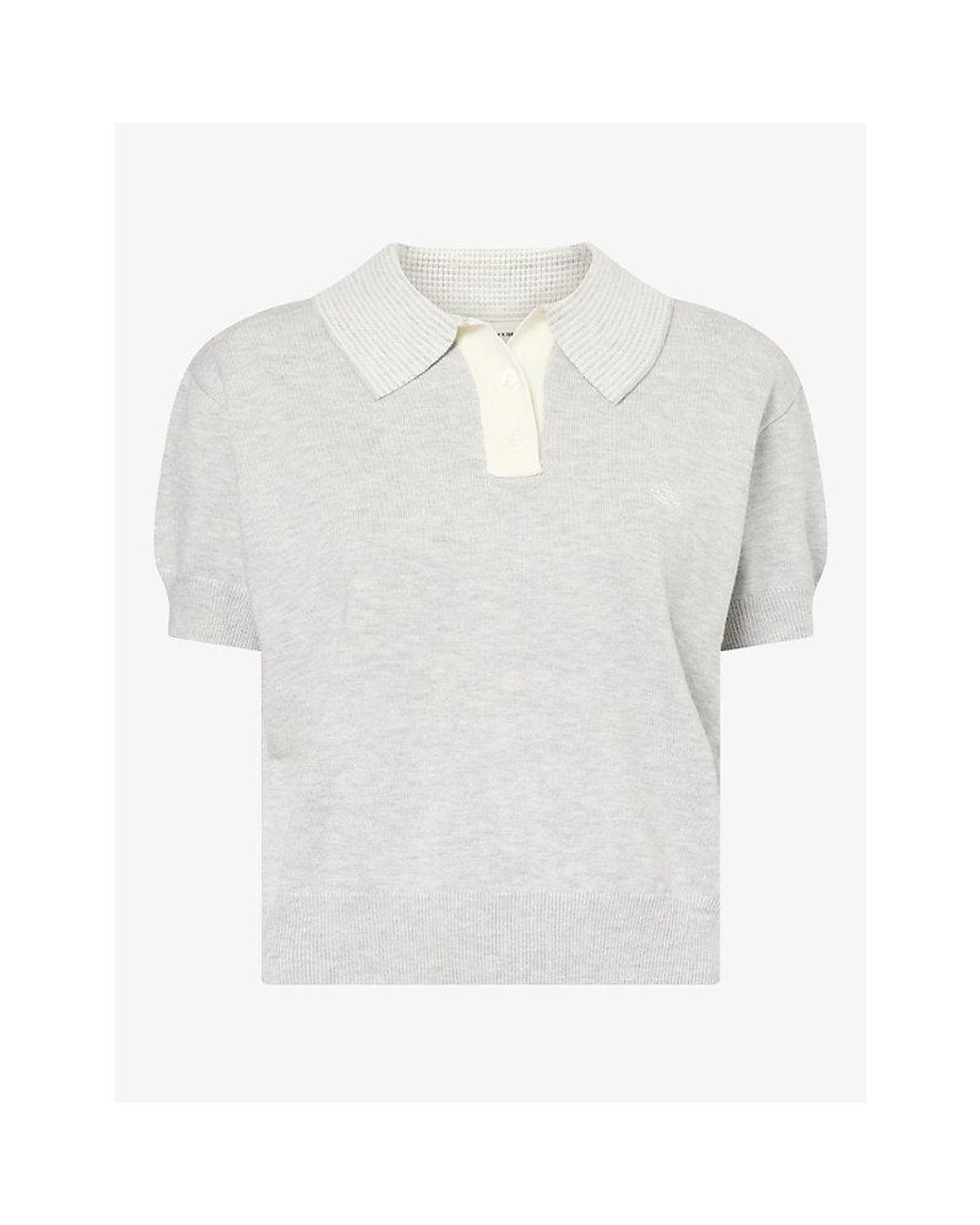 The Couture Club White Short-Sleeve Knitted Polo Top