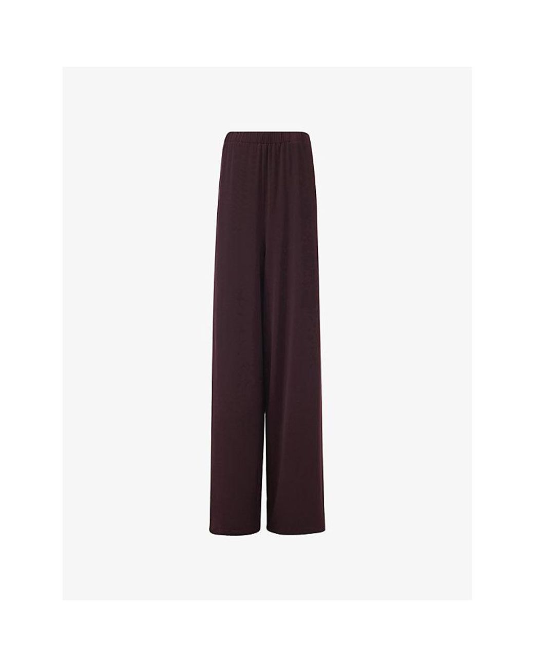 eem Purple Elasticated-Waistband Wide-Leg Mid-Rise Stretch-Jersey Trousers