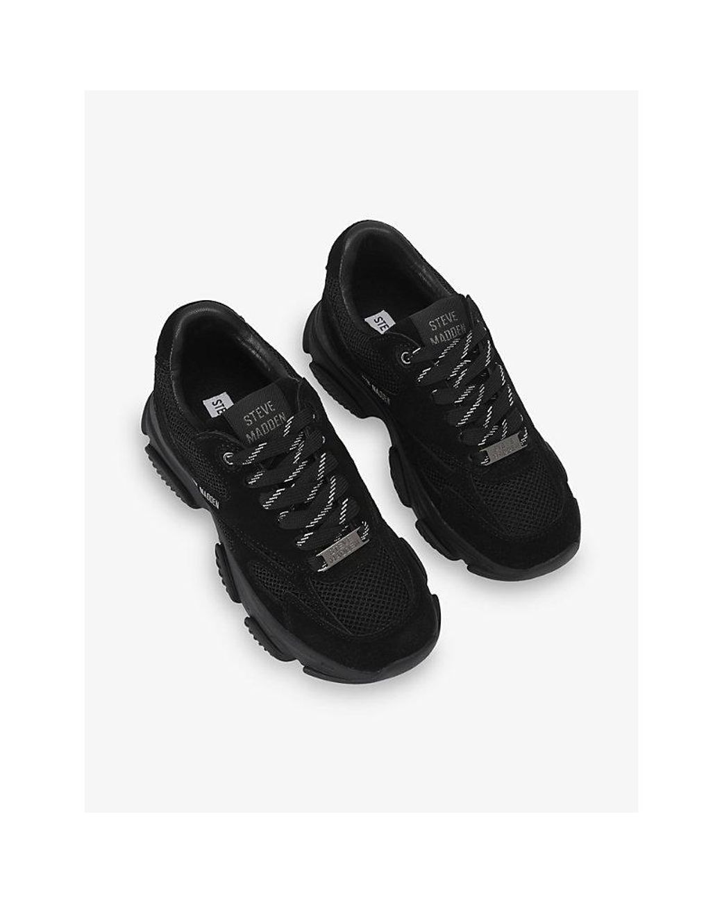 Steve Madden Black Front Row Suede Trainers