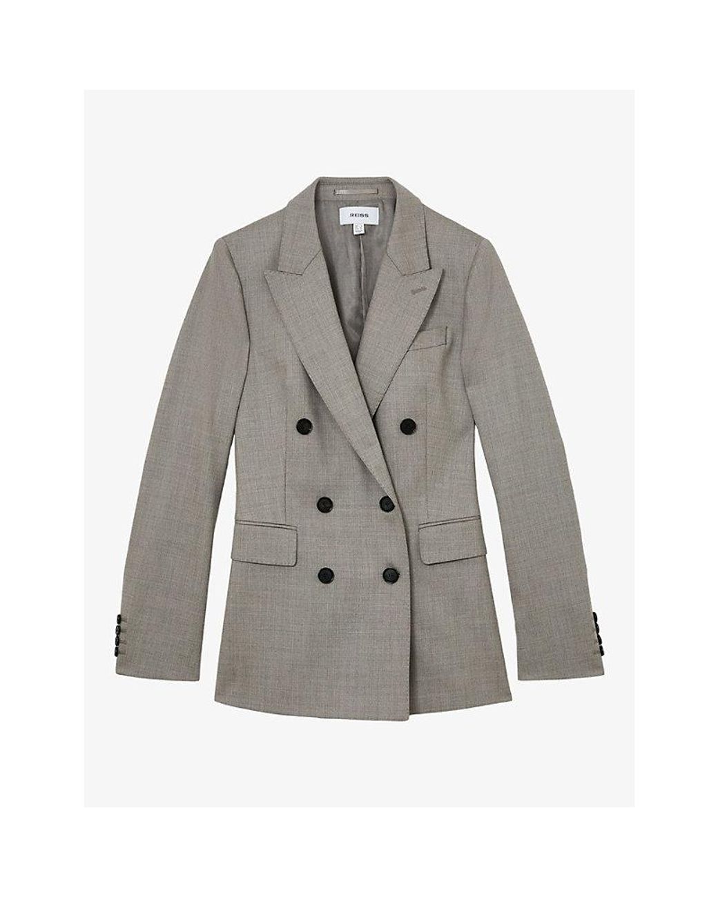 Reiss Gray Darcy Double-Breasted Wool-Blend Blazer