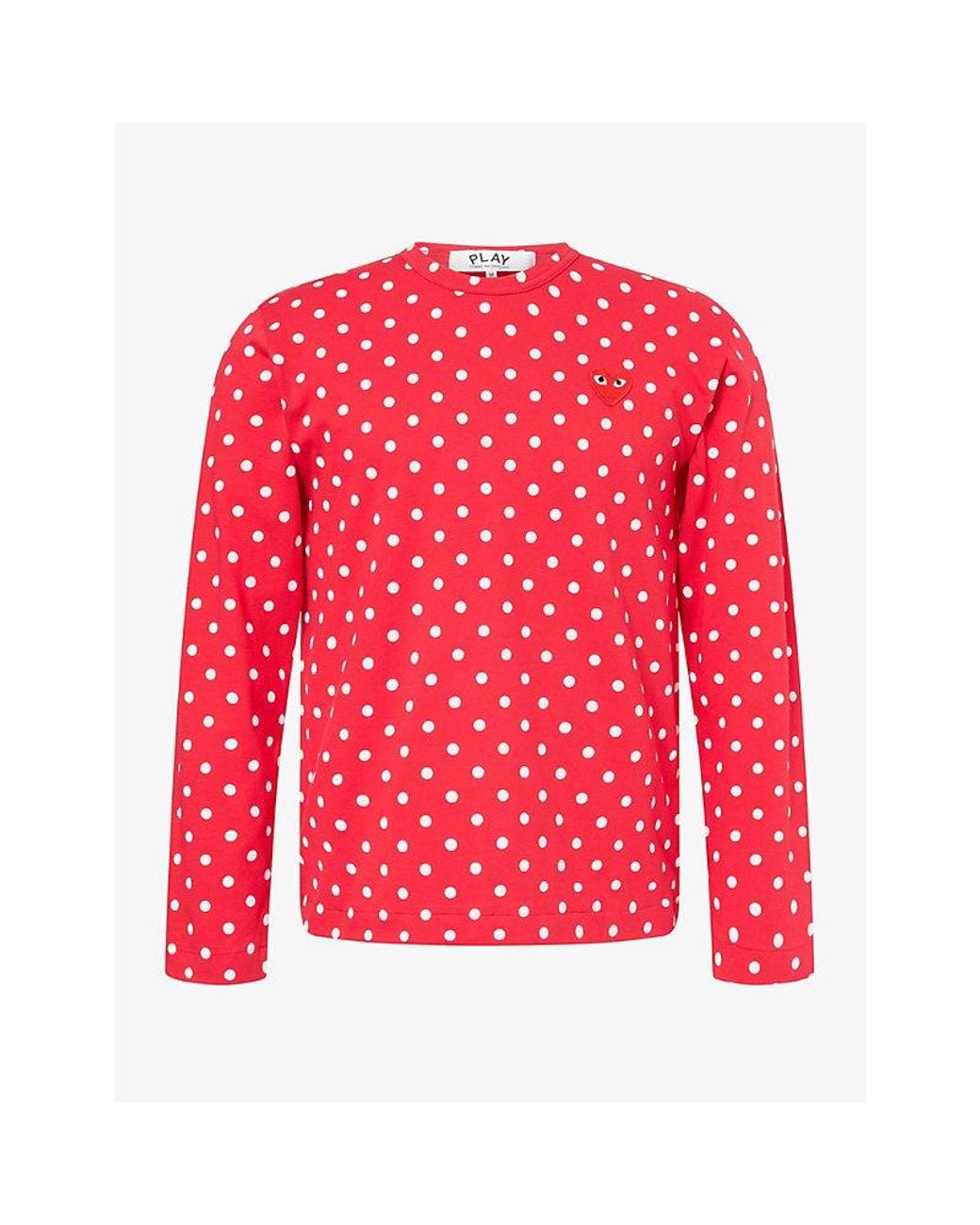 COMME DES GARÇONS PLAY Red Polka Dot Heart Long-Sleeve Cotton-Jersey T-Shirt for men