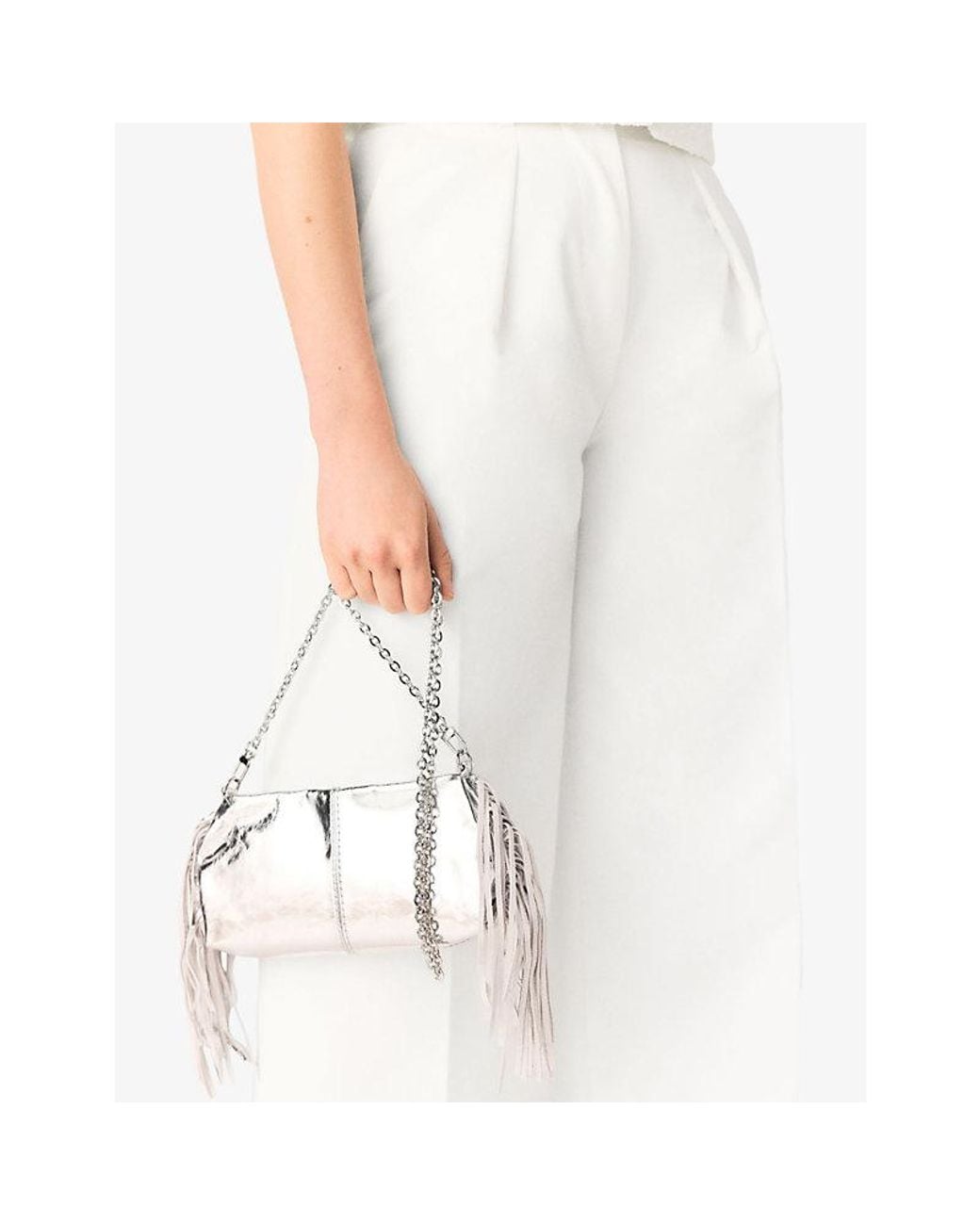 Maje White Miss M Leather Clutch Bag