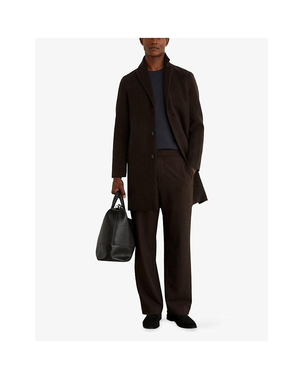 Reiss Black Knight Single-Breasted Wool-Blend Coat for men