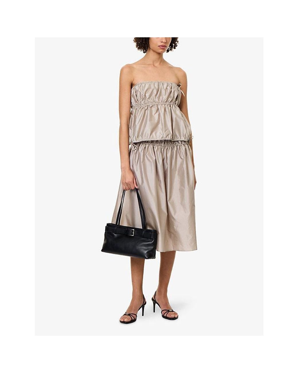 St. Agni Natural Paper Taffeta Silk-Blend Midi Skirt