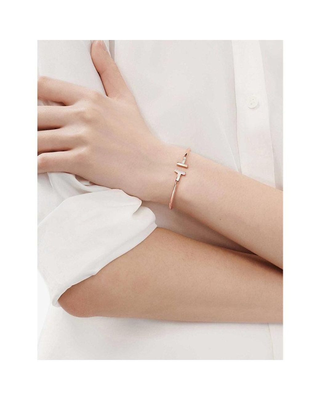 Tiffany & Co White Tiffany T 18Ct Rose- And Mother-Of-Pearl Bracelet
