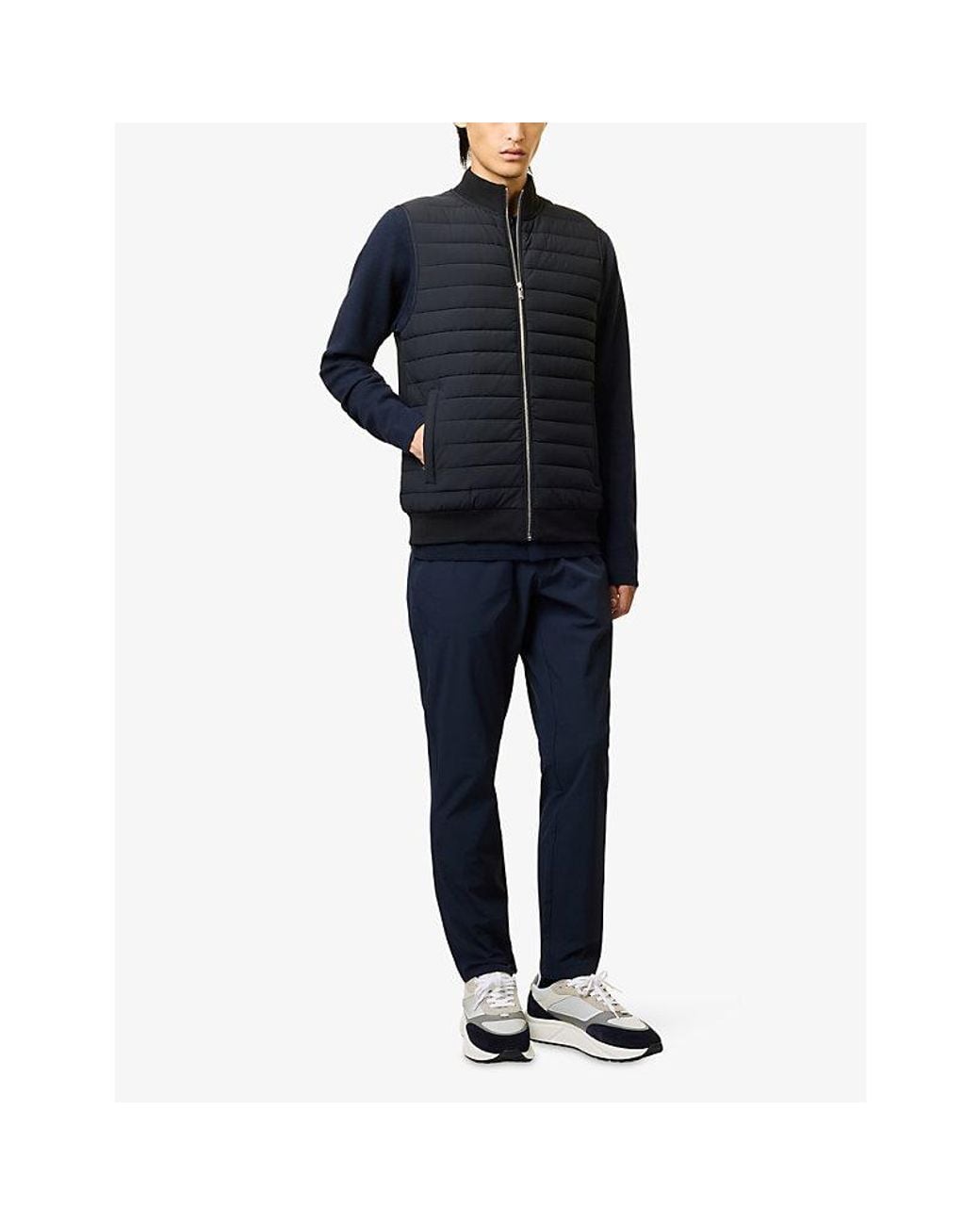 Arne Blue Hybrid Quilted Woven Gilet for men