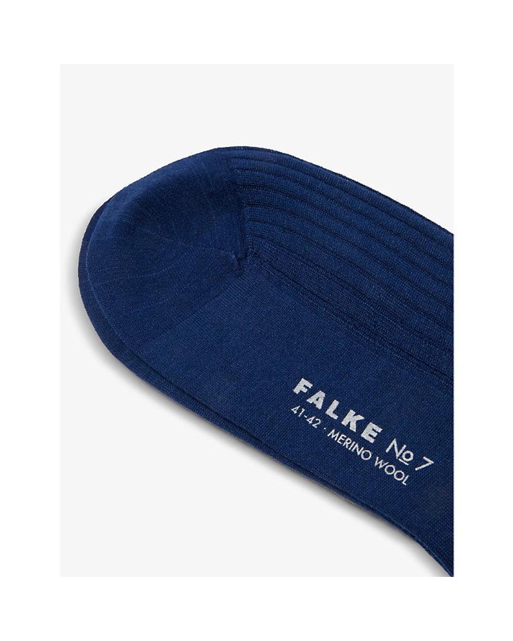 Falke Blue No7 Ribbed Merino Wool Socks for men