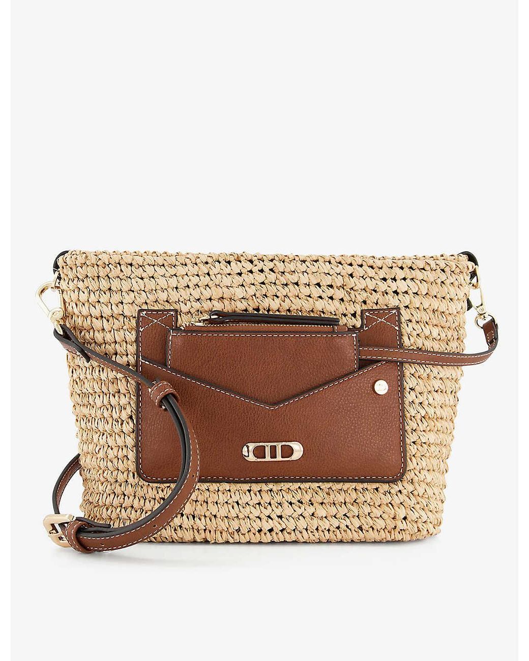 Dune Davenport Raffia And Leather Cross-body Bag | Lyst