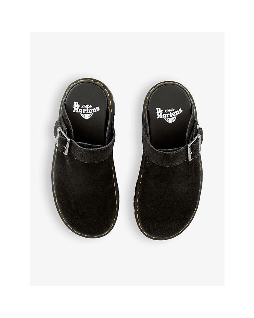 Dr. Martens Black Zebzag Platform Suede Mules