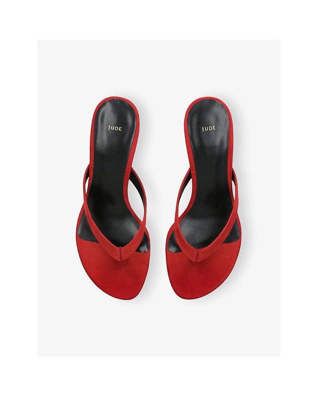 Jude Red Rooty Nubuck-Leather Heeled Sandals