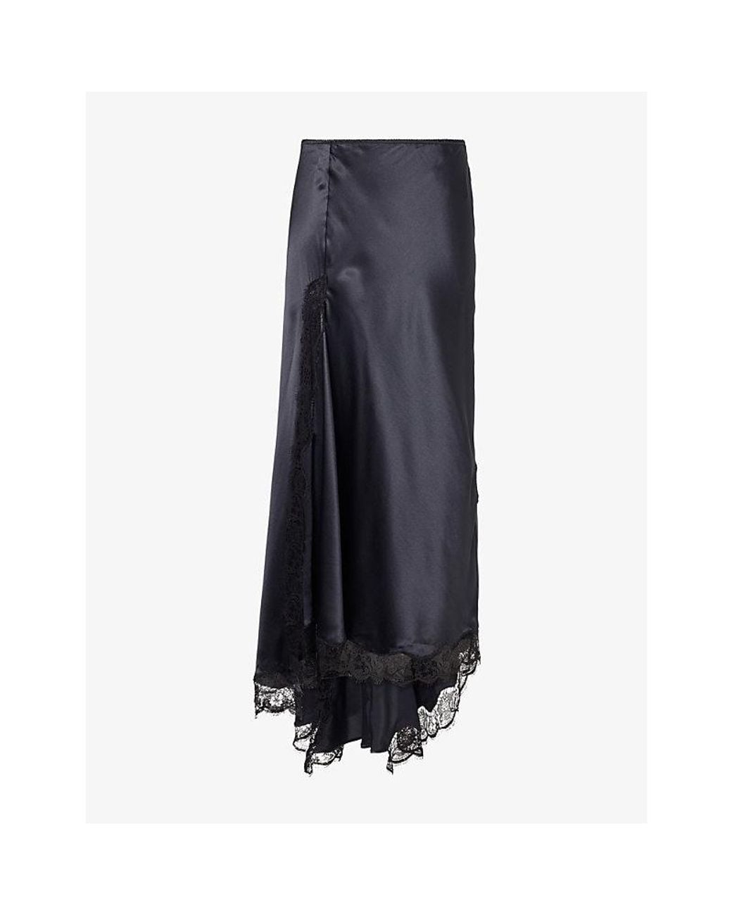 Isabel Marant Blue Alexandra Lace-Trim Silk Maxi Skirt