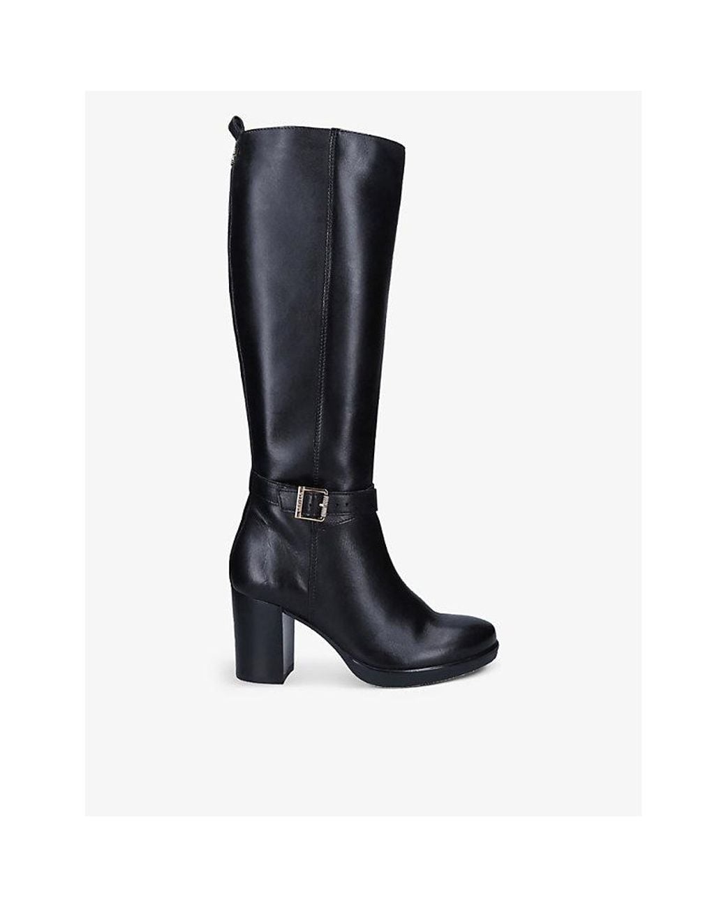 Carvela Kurt Geiger Black 2 Buckle-Embellished Leather Knee-High Boots