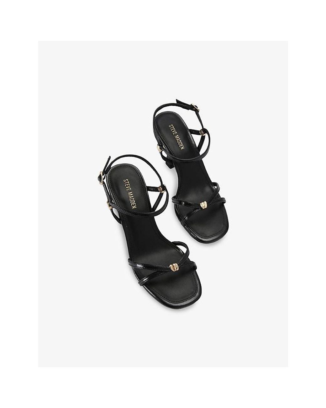Steve Madden Black Posy Faux-Leather Heeled Sandals