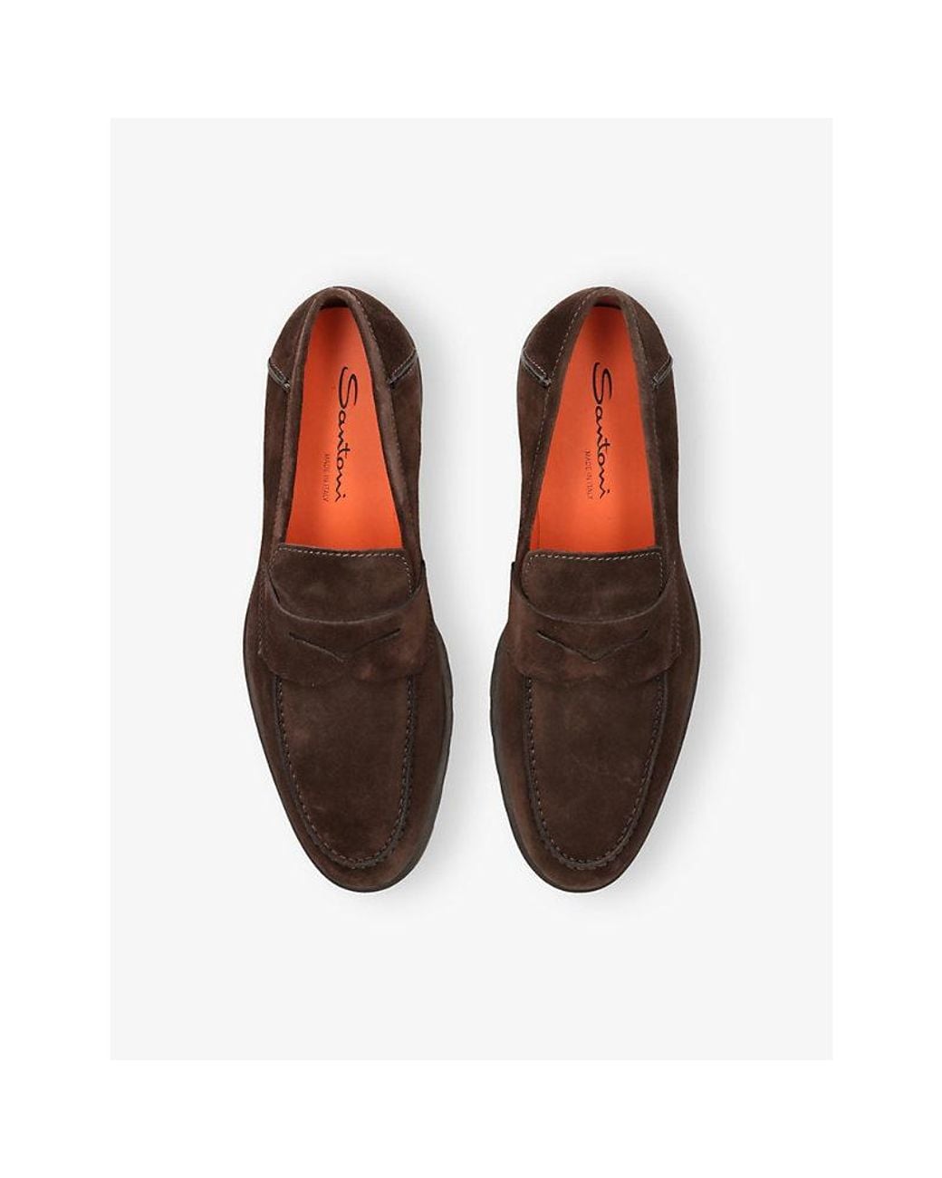 Santoni Brown Detroit Roccia Suede Loafers for men