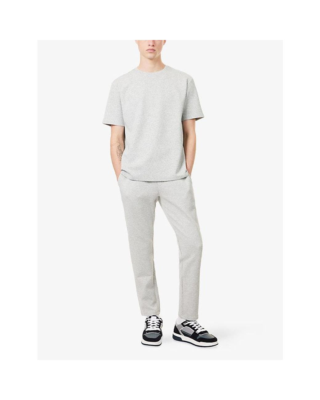 Arne Gray Slim-Leg Interlock Cotton-Jersey Jogging Bottoms for men