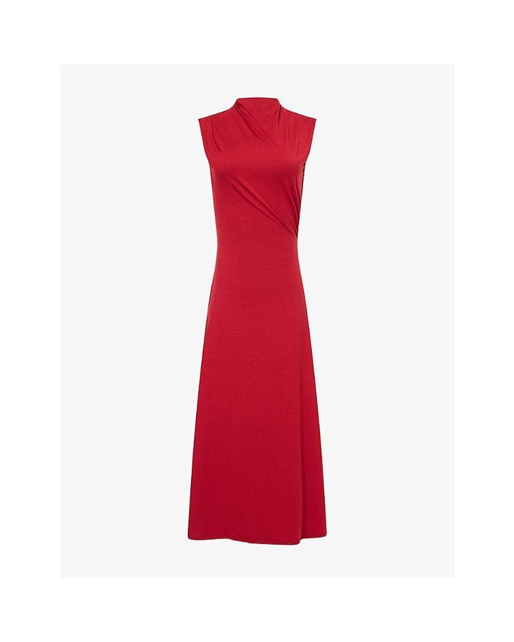 Reformation Red Bellin Sleeveless Woven Midi Dress