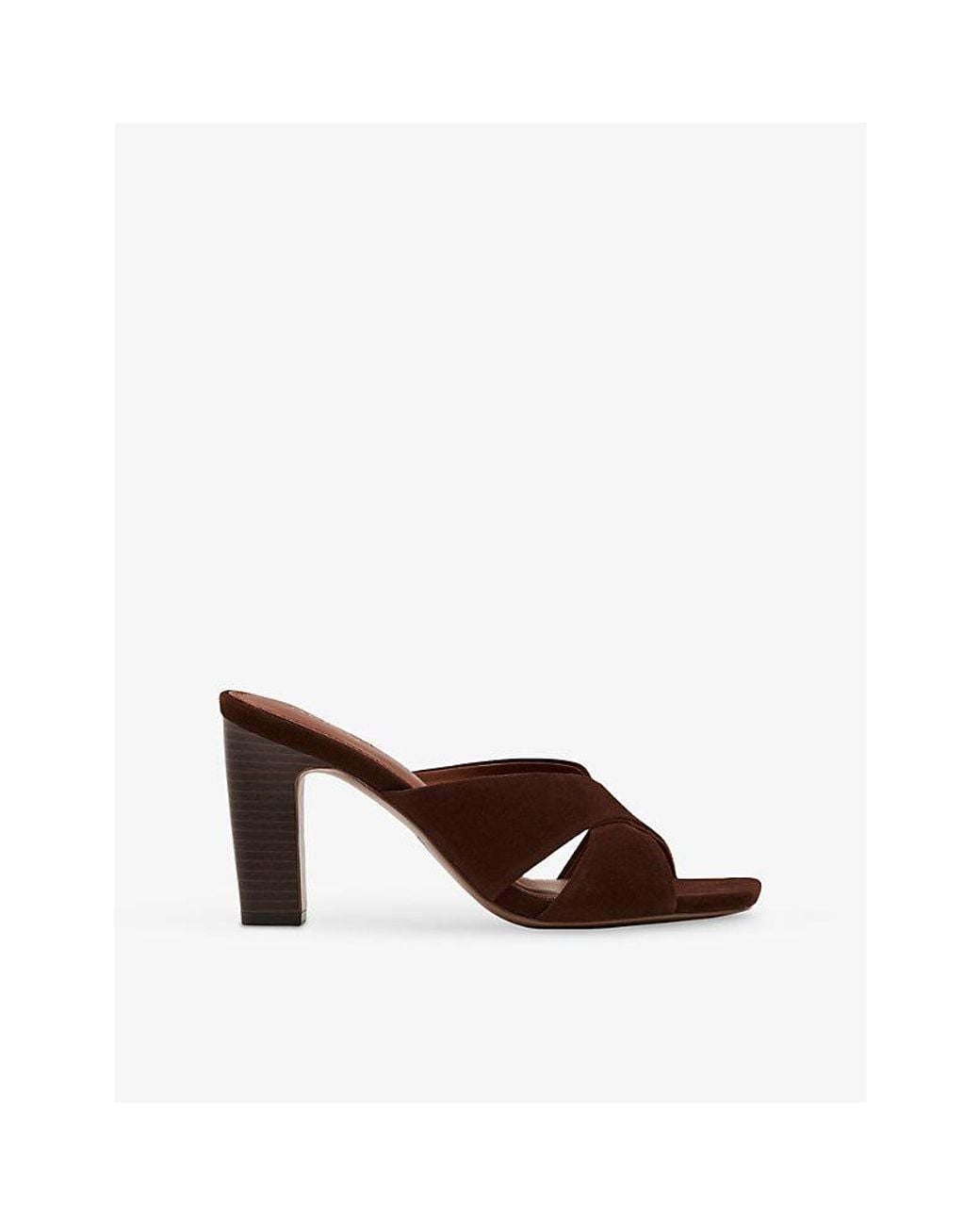 Reiss Brown Rochelle Suede Block-Heel Mules