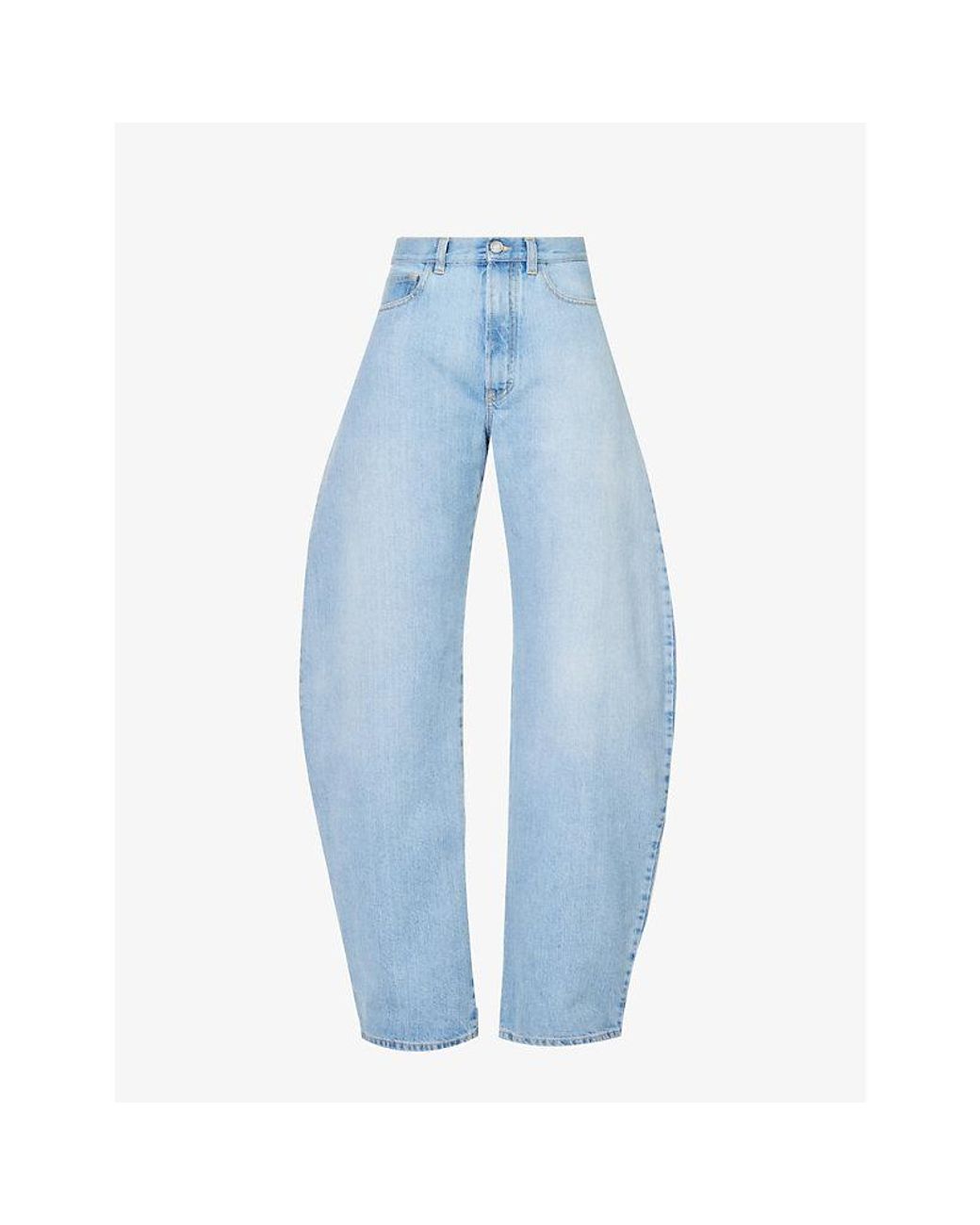 Alaïa Wide Barrel-leg Mid-rise Jeans in Blue | Lyst
