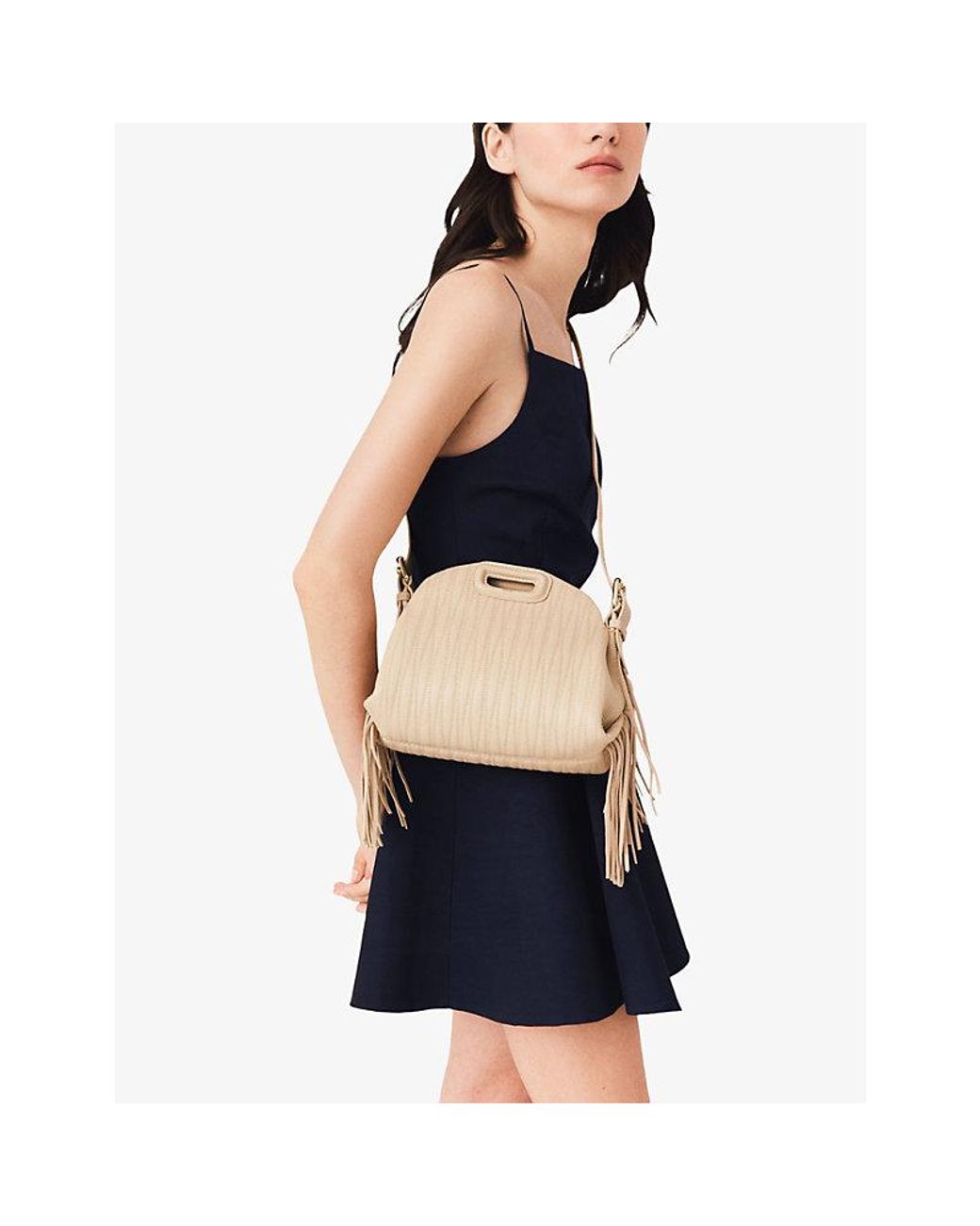 Maje Natural Miss M Mini Leather Shoulder Bag