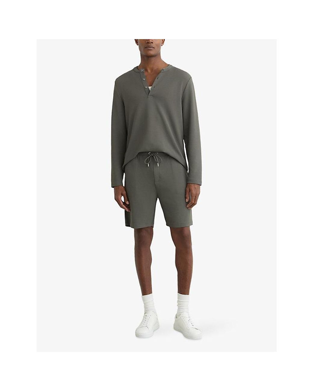 Reiss Gray Tavolla Textured Stretch-Woven Shorts for men