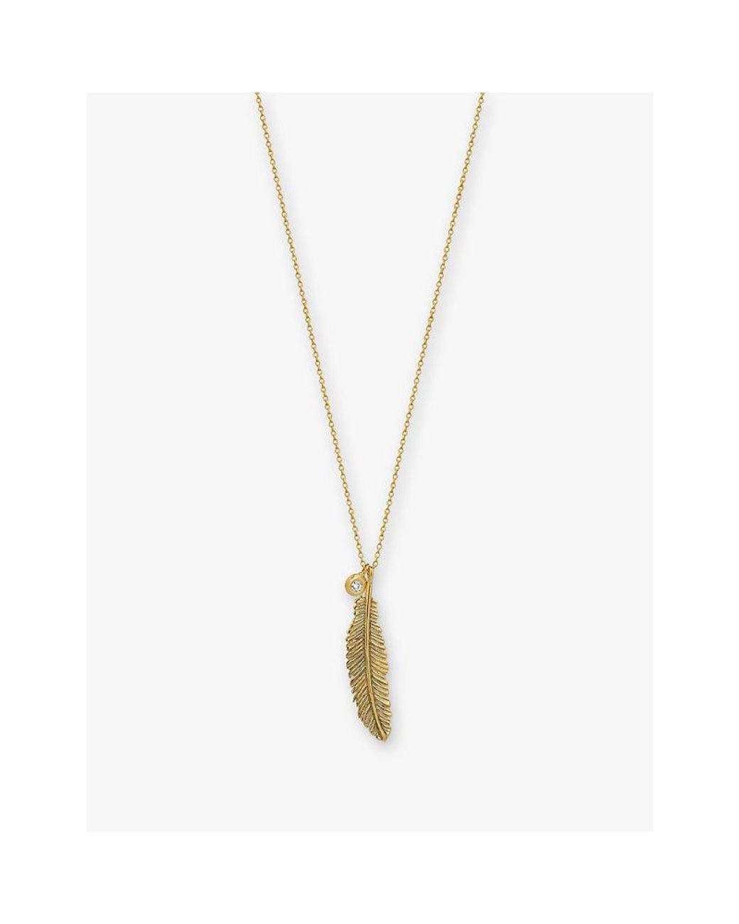 Kismet by Milka White Raven Feather Midi 0.04Ct Diamond Pendant Necklace