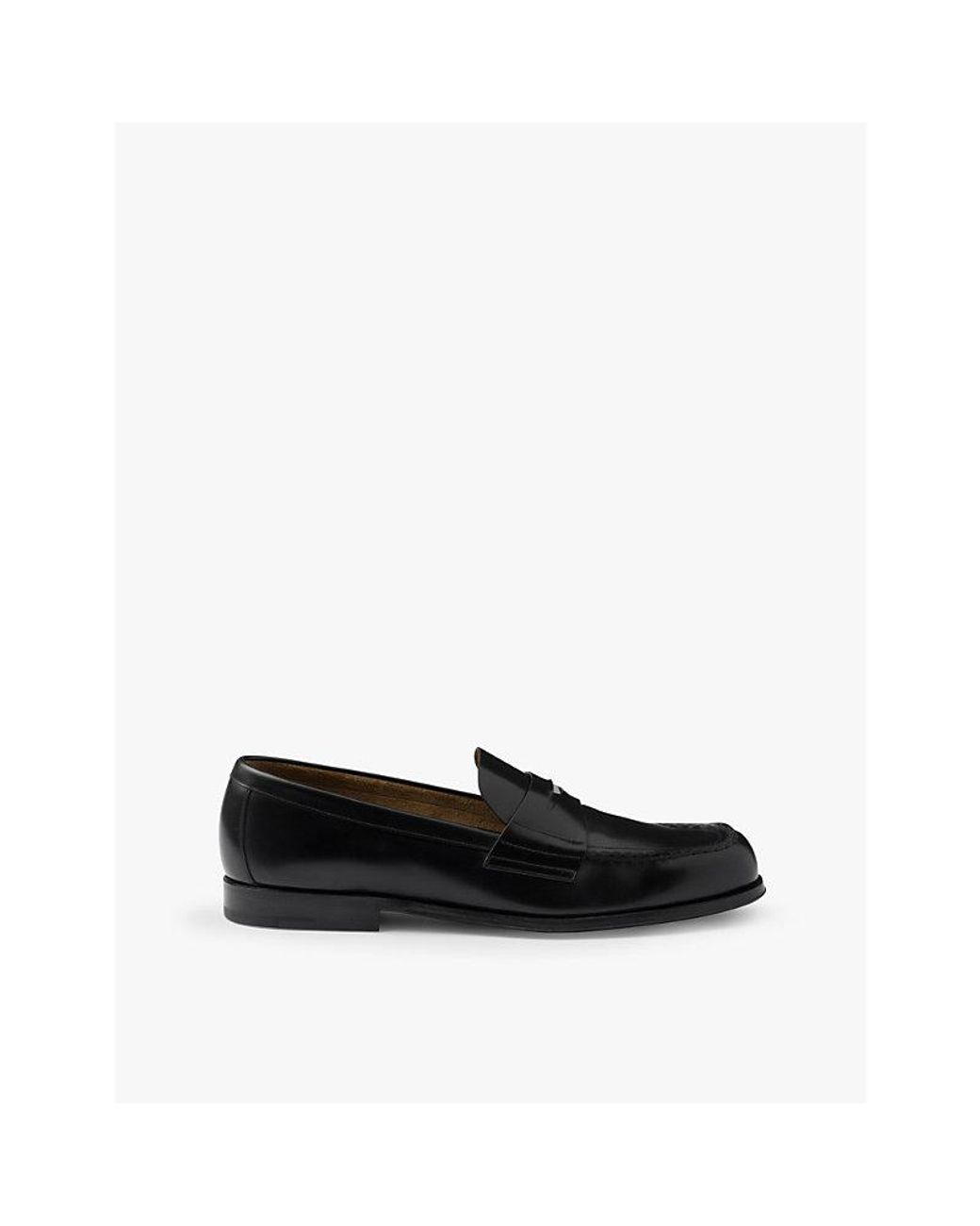 Prada Black Logo-Badge Slip-On Leather Loafers for men