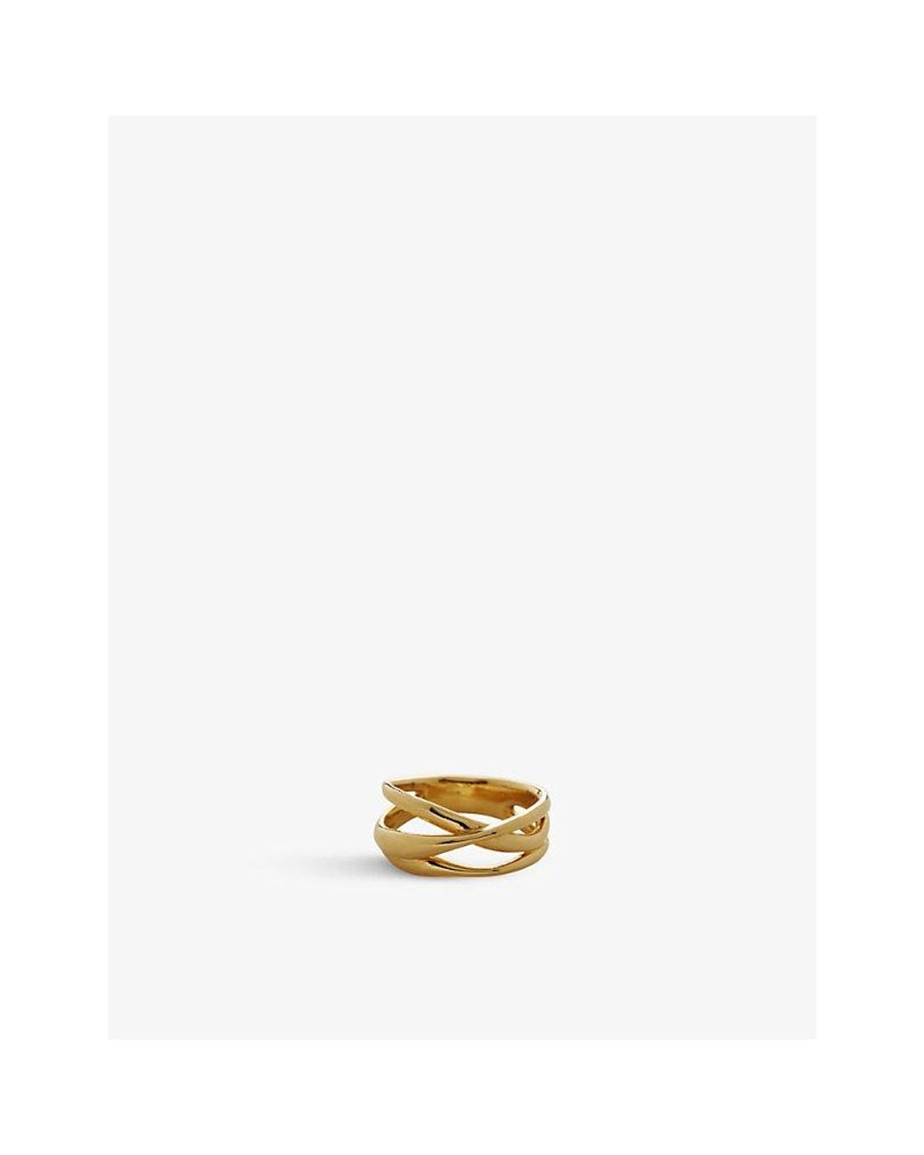 Monica Vinader Metallic Nura Cross Over 18Ct-Plated Vermeil Sterling- Ring