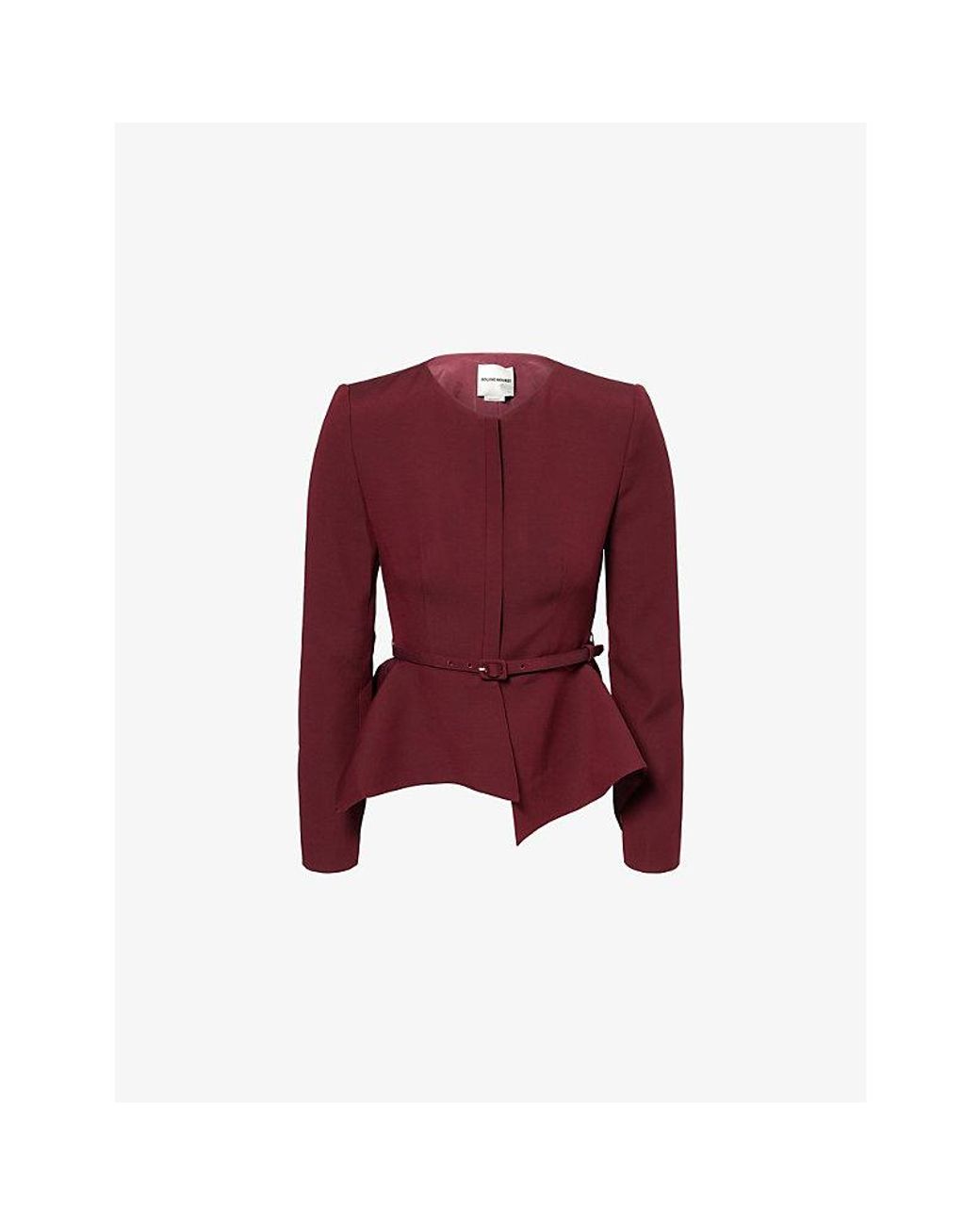 Roland Mouret Red Peplum Asymmetric Wool-And-Silk Jacket