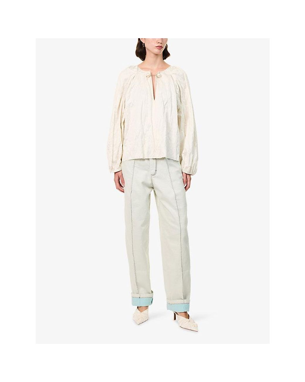 Nackiyé White Grand Bazaar Cotton-Blend Top
