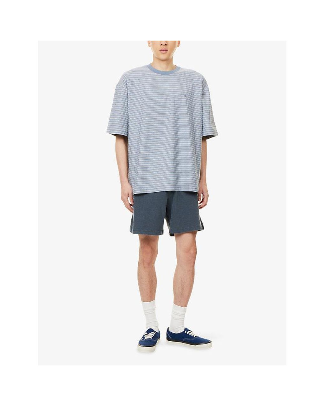 Carhartt Blue Logo-Patch Cotton Sweatshirt Shorts for men