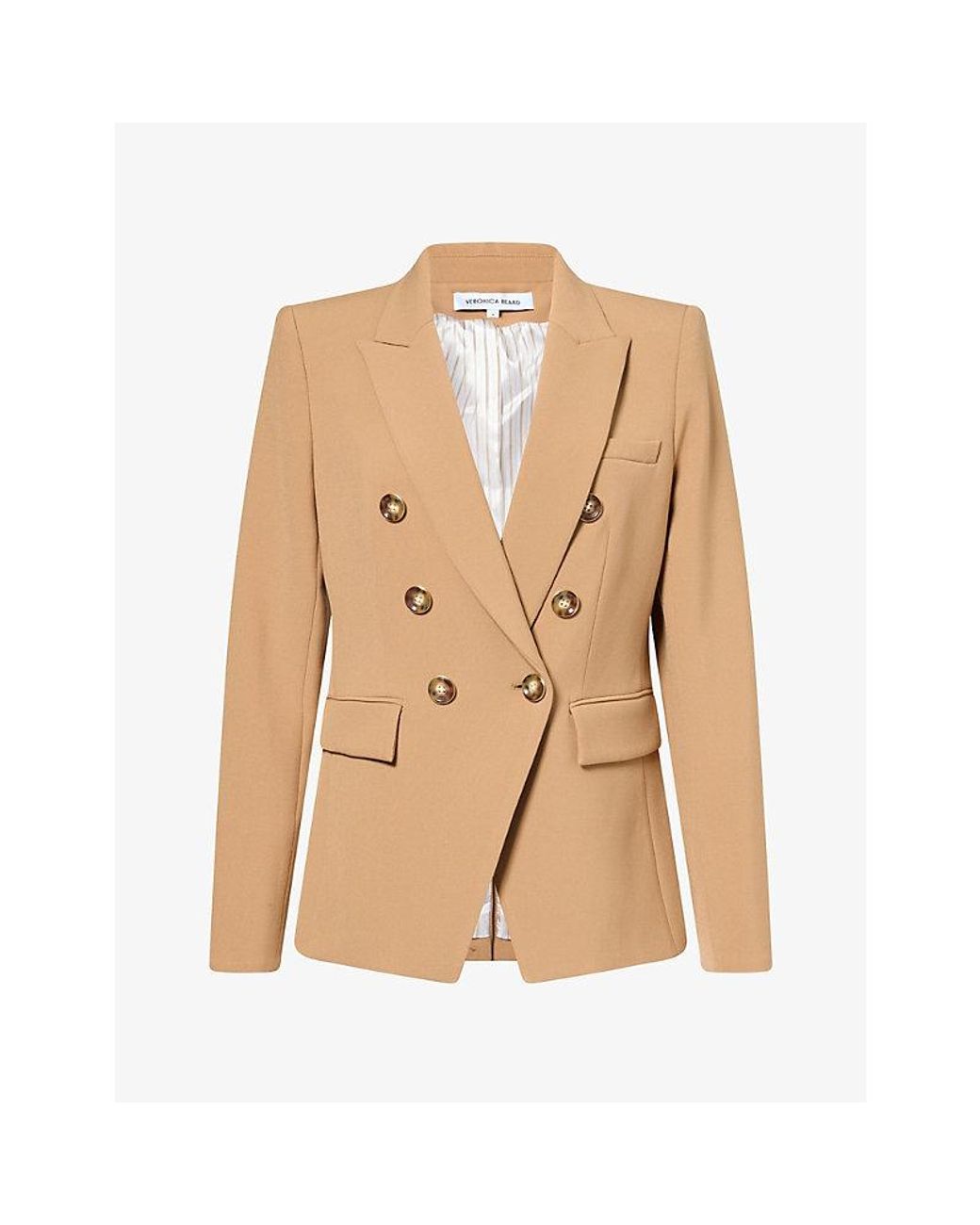 Veronica Beard Natural Miller Single-Breasted Woven Jacket