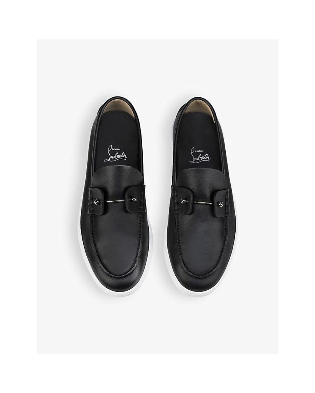 Christian Louboutin Black Chambeliboat Leather Boat Shoes for men