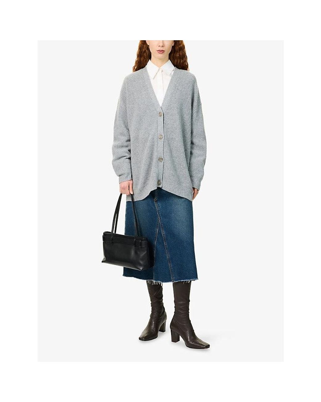 Jenni Kayne Gray Cocoon V-Neck Cashmere Cardigan