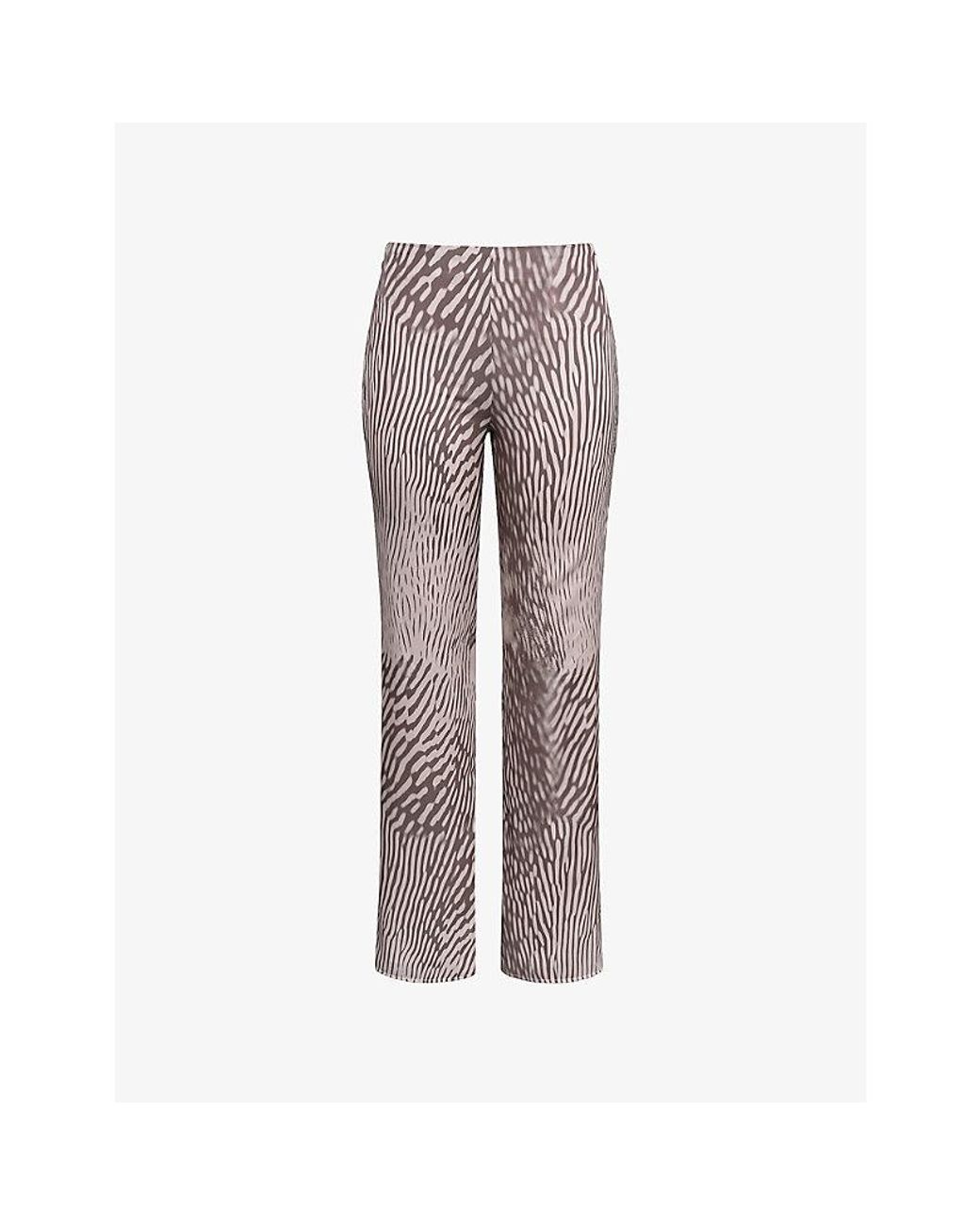 House Of Cb Brown Maren Anima-Print Satin Trousers Xs (A-C Cup)
