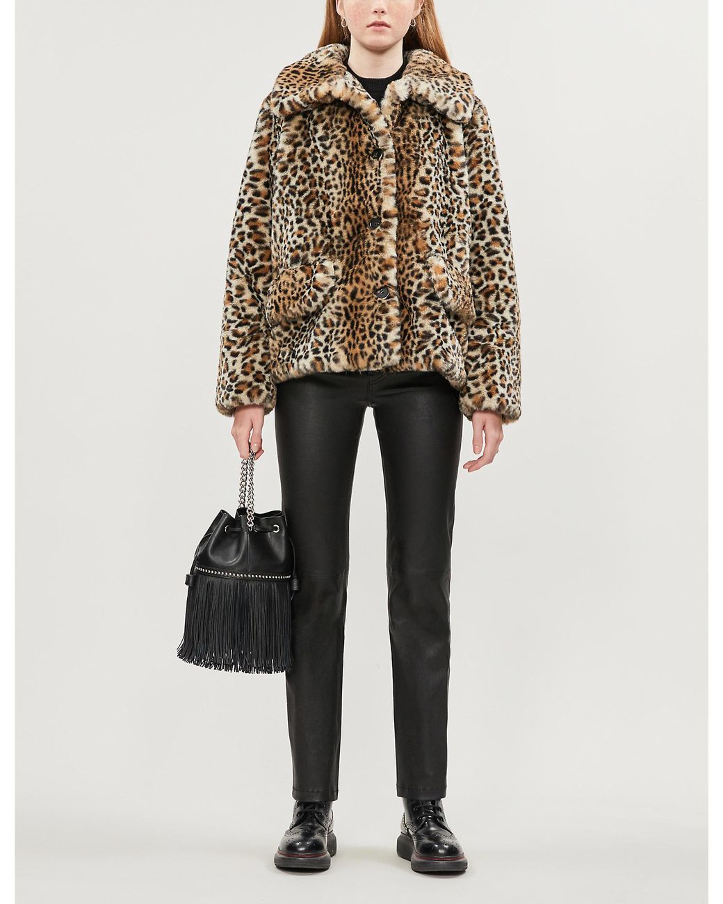 The Kooples Leopard-print Faux-fur Coat - Lyst