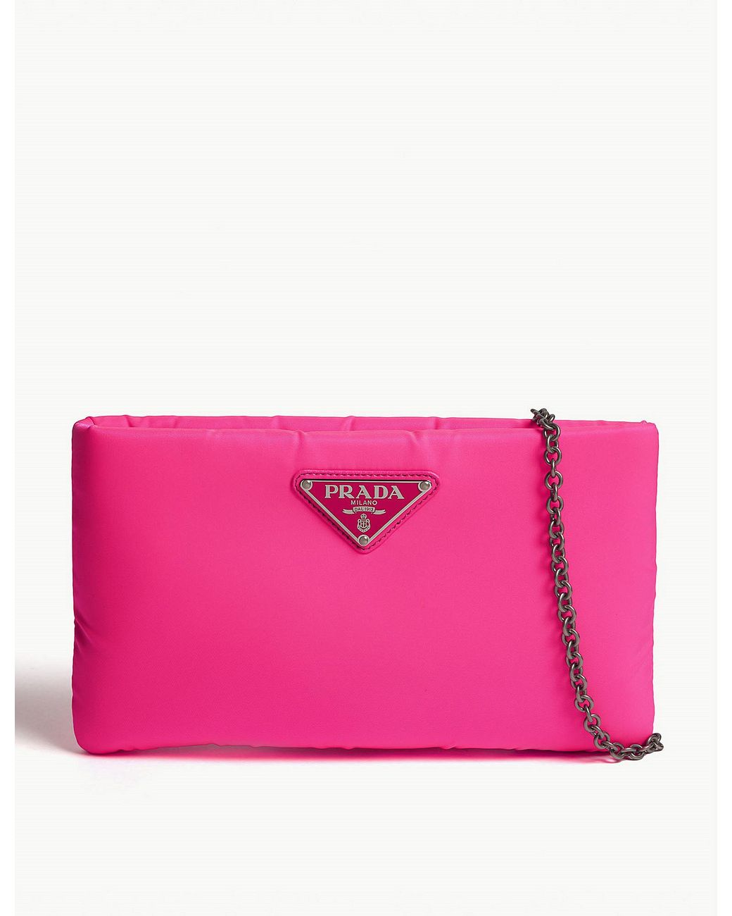 Prada Fluo Large Padded Nylon Clutch in Pink | Lyst