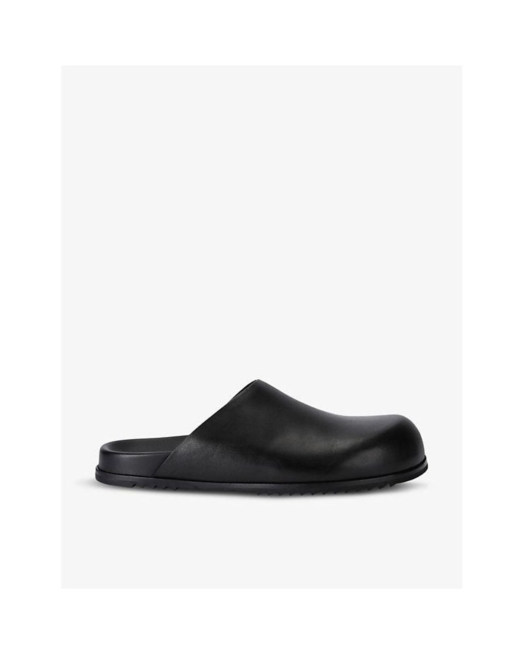 Rick Owens Black Granola Slip-On Flat Leather Mules for men
