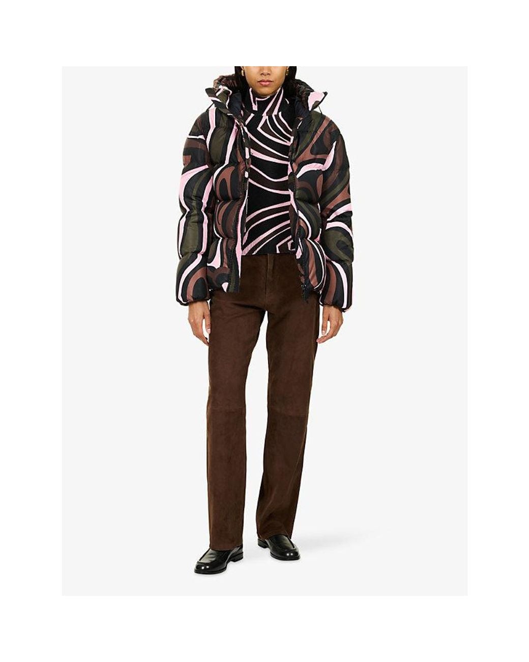 Emilio Pucci Black Printed Padded Shell-Down Jacket