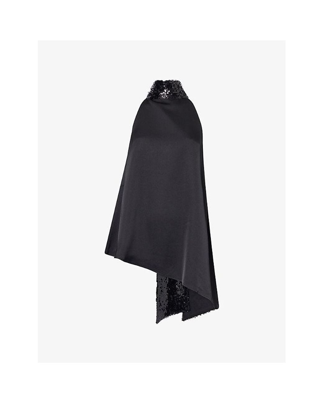 Pretty Lavish Blue Reese Scarf Sequin Satin Top
