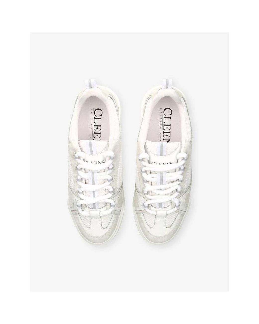 Cleens White Essential Suede And Mesh Trainers for men